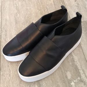 Vince Wallace black leather platform sneakers